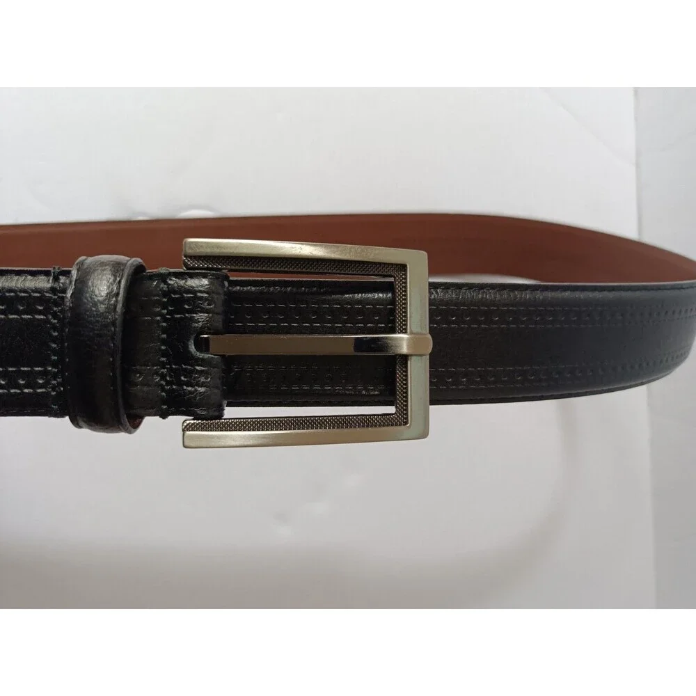 Handmade Italian Leather Belt Men's 40 Black Reversible